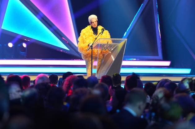 75 Award Ceremony of the Order WIDER DEN TIERISCHEN ERNST in Aachen Marie Agnes Strack Zimmermann as Iris Apfel canvas during her performance at the 75 Award Ceremony of the Order WIDER DEN TIERISCHEN ERNST in Aachen Eurogress, Aachen, 08 02 2025 Aachen NRW Germany