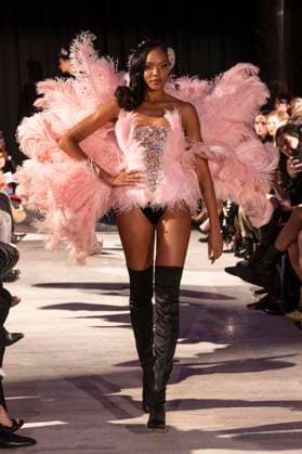 February 8, 2025, New York, New York, USA: Model walks runway for The Blonds show during New York Fashion Week Fall Winter 2025 at The FiDi Banking Hall in New York on February 8, 2025 New York USA - ZUMAr339 20250208_znp_r339_116 Copyright: xLevxRadinx