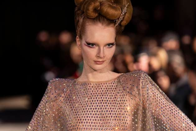 The Blonds runway show during New York Fashion Week Fall Winter 2025 Model walks runway for The Blonds show during New York Fashion Week Fall Winter 2025 at The FiDi Banking Hall in New York on February 8, 2025 New York New York United States Copyright: LevxRadin