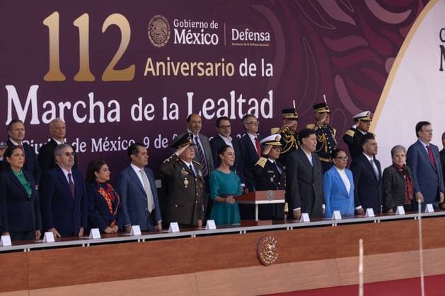 February 9, 2025, Mexico City, Mexico: Ceremony for the 112th Anniversary of the Loyalty March, in commemoration of the escort that the Corps of Cadets of the Heroic Military College provided to President Francisco I. Madero in 1913, during the beginning of the coup d o tat known as The Ten Tragic Days. The president of Mexico, Claudia Sheinbaum, led the event at the National Museum of History in the Chapultepec Castle with the presence of military and civil authorities. Mexico City Mexico - ZUMAl178 20250209_znp_l178_039 Copyright: xCristianxLeyvax