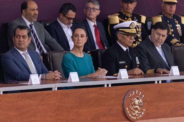 February 9, 2025, Mexico City, Mexico: Ceremony for the 112th Anniversary of the Loyalty March, in commemoration of the escort that the Corps of Cadets of the Heroic Military College provided to President Francisco I. Madero in 1913, during the beginning of the coup d o tat known as The Ten Tragic Days. The president of Mexico, Claudia Sheinbaum, led the event at the National Museum of History in the Chapultepec Castle with the presence of military and civil authorities. Mexico City Mexico - ZUMAl178 20250209_znp_l178_041 Copyright: xCristianxLeyvax