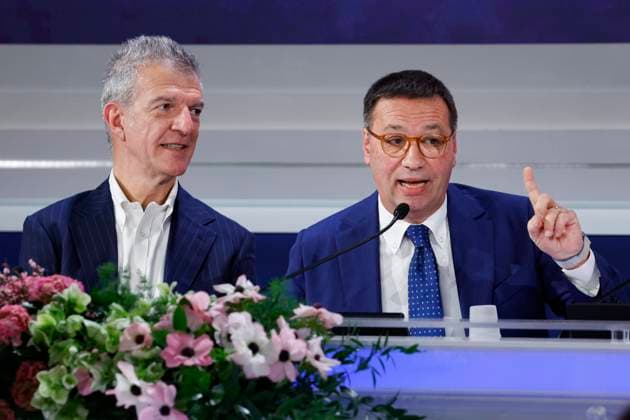 February 10, 2025, Sanremo, ITALY: Rai Tv Prime Time Entertainment Director Marcello Ciannamea and Deputy Director Claudio Fasulo (L) during a press conference at the 75th Sanremo Italian Song Festival, Sanremo, Italy, 10 February 2025. The music festival runs from 11 to 15 February 2025. ANSA FABIO FRUSTACI Sanremo ITALY  - ZUMAa110 20250210_zaf_a110_056 Copyright: xFabioxFrustacix