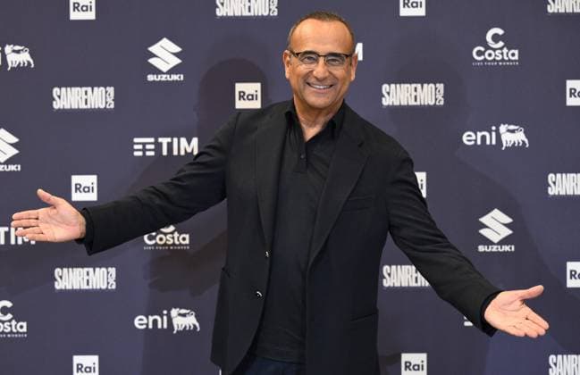 February 10, 2025, Sanremo, Italy: Sanremo Festival host and artistic director CARLO CONTI poses during a photocall on the occasion of the 75th Sanremo Italian Song Festival, in Sanremo, Italy. The music festival will run from 11 to 15 February 2025. Sanremo Italy  - ZUMAa110 20250210_zaf_a110_003 Copyright: xEttorexFerrarix