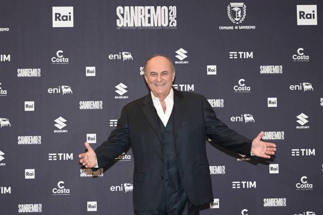 Italy prepares for 75th Sanremo Music Festival - 10 Feb 2025 Sanremo Festival co-hosts and Italian presenters Gerry Scotti pose during a photocall at the 75th Sanremo Italian Song Festival, Sanremo, Italy, 10 February 2025. The music festival runs from 11 to 15 February 2025., Credit:Maria Laura Antonelli Avalon Italy, Sanremo  Copyright: xMariaxLauraxAntonellix xAvalonx 0961842657