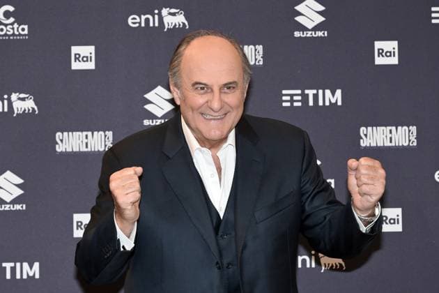 Italy prepares for 75th Sanremo Music Festival - 10 Feb 2025 Sanremo Festival co-hosts and Italian presenters Gerry Scotti pose during a photocall at the 75th Sanremo Italian Song Festival, Sanremo, Italy, 10 February 2025. The music festival runs from 11 to 15 February 2025., Credit:Maria Laura Antonelli Avalon Italy, Sanremo  Copyright: xMariaxLauraxAntonellix xAvalonx 0961842729