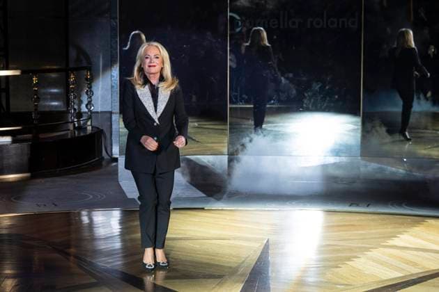 February 10, 2025, New York, New York, USA: Designer Pamella Roland walks runway for Pamella Roland runway show during New York Fashion Week Fall Winter 2025 at Rainbow Room at Rockefeller Center in New York on February 10, 2025 New York USA - ZUMAr339 20250210_znp_r339_129 Copyright: xLevxRadinx