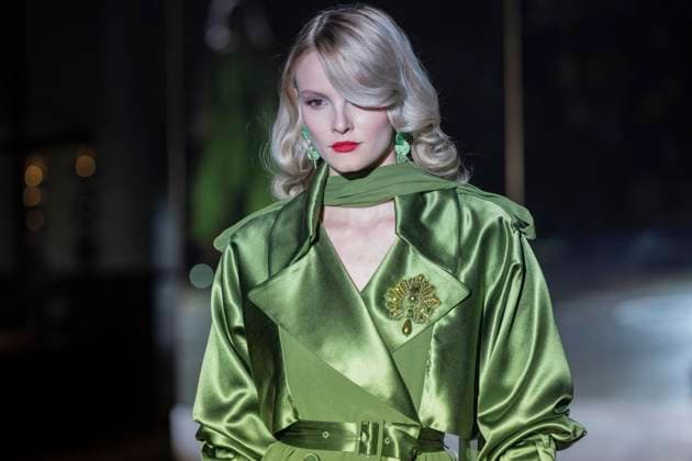 February 10, 2025, New York, New York, USA: A model walks runway for Pamella Roland runway show during New York Fashion Week Fall Winter 2025 at Rainbow Room at Rockefeller Center in New York on February 10, 2025 New York USA - ZUMAr339 20250210_znp_r339_012 Copyright: xLevxRadinx