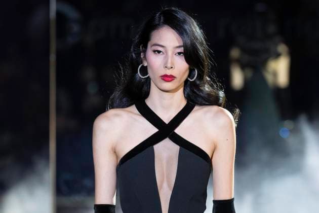 February 10, 2025, New York, New York, USA: A model walks runway for Pamella Roland runway show during New York Fashion Week Fall Winter 2025 at Rainbow Room at Rockefeller Center in New York on February 10, 2025 New York USA - ZUMAr339 20250210_znp_r339_107 Copyright: xLevxRadinx
