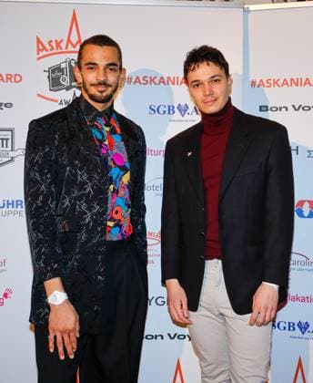 Leonhard Burkhardt, Nabil Zebdji laudator at the 17th ASKANIA Award ceremony at the Quatsch Comedy Club Berlin