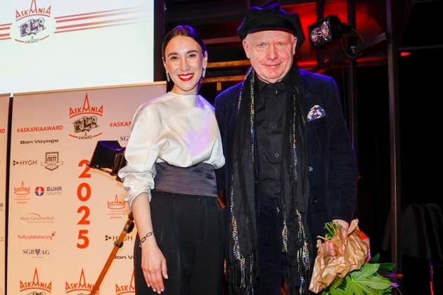 Sibel Kekilli award winner , Herrmann Vaske laudator at the 17th ASKANIA Award ceremony at the Quatsch Comedy Club Berlin