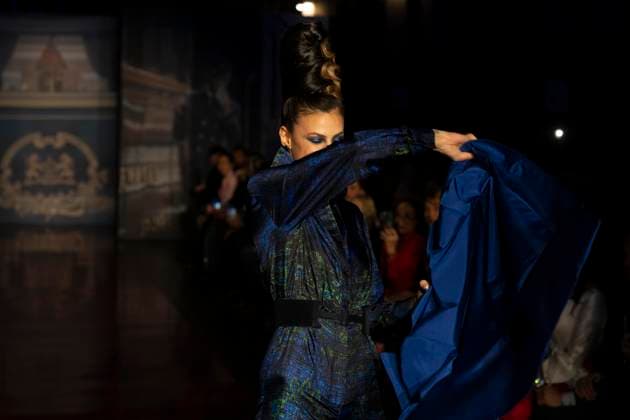 February 13, 2025, New York, New York, USA: Model walks runway for Zang Toi runway show during New York Fashion Week Fall Winter 2025 at Park Avenue Christian Church in New York on February 13, 2025. Zang Toi design for House of Toi includes dresses, shoes, accessories like bags, costume jewelry, belts and etc. New York USA - ZUMAr339 20250213_znp_r339_022 Copyright: xLevxRadinx