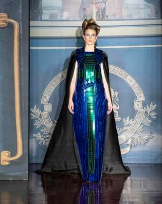 February 13, 2025, New York, New York, USA: Model walks runway for Zang Toi runway show during New York Fashion Week Fall Winter 2025 at Park Avenue Christian Church in New York on February 13, 2025. Zang Toi design for House of Toi includes dresses, shoes, accessories like bags, costume jewelry, belts and etc. New York USA - ZUMAr339 20250213_znp_r339_084 Copyright: xLevxRadinx