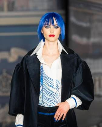 February 13, 2025, New York, New York, USA: Model walks runway for Zang Toi runway show during New York Fashion Week Fall Winter 2025 at Park Avenue Christian Church in New York on February 13, 2025. Zang Toi design for House of Toi includes dresses, shoes, accessories like bags, costume jewelry, belts and etc. New York USA - ZUMAr339 20250213_znp_r339_068 Copyright: xLevxRadinx