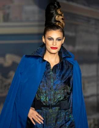 February 13, 2025, New York, New York, USA: Model walks runway for Zang Toi runway show during New York Fashion Week Fall Winter 2025 at Park Avenue Christian Church in New York on February 13, 2025. Zang Toi design for House of Toi includes dresses, shoes, accessories like bags, costume jewelry, belts and etc. New York USA - ZUMAr339 20250213_znp_r339_018 Copyright: xLevxRadinx