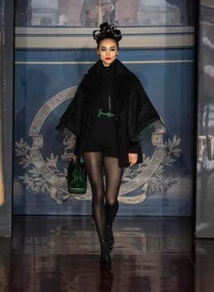 February 13, 2025, New York, New York, USA: Model walks runway for Zang Toi runway show during New York Fashion Week Fall Winter 2025 at Park Avenue Christian Church in New York on February 13, 2025. Zang Toi design for House of Toi includes dresses, shoes, accessories like bags, costume jewelry, belts and etc. New York USA - ZUMAr339 20250213_znp_r339_040 Copyright: xLevxRadinx
