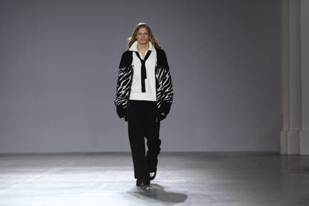 KYIV, UKRAINE - FEBRUARY 14, 2025 - A model walks the catwalk at the CHUPRINA fashion show during the Ukrainian Fashion Week FW25-26 at the Mystetskyi Arsenal National Art and Culture Museum Complex, Kyiv, capital of Ukraine. (Photo by Kirill Chubotin Ukrinform) CHUPRINA catwalk show at Ukrainian Fashion Week FW25-26  Copyright: xKirillxChubotinx
