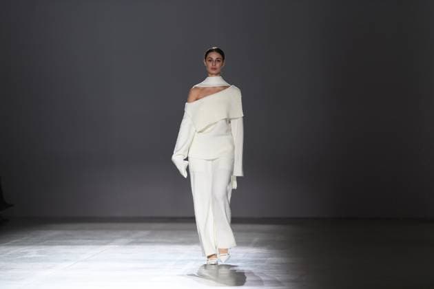 KYIV, UKRAINE - FEBRUARY 14, 2025 - A model walks the catwalk at the CHUPRINA fashion show during the Ukrainian Fashion Week FW25-26 at the Mystetskyi Arsenal National Art and Culture Museum Complex, Kyiv, capital of Ukraine. (Photo by Kirill Chubotin Ukrinform) CHUPRINA catwalk show at Ukrainian Fashion Week FW25-26  Copyright: xKirillxChubotinx