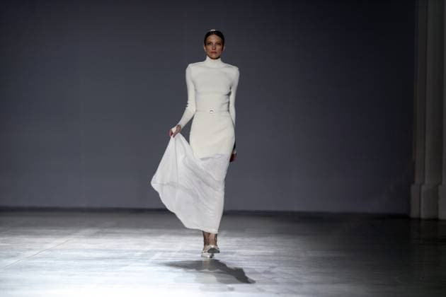 KYIV, UKRAINE - FEBRUARY 14, 2025 - A model walks the catwalk at the CHUPRINA fashion show during the Ukrainian Fashion Week FW25-26 at the Mystetskyi Arsenal National Art and Culture Museum Complex, Kyiv, capital of Ukraine. (Photo by Kirill Chubotin Ukrinform) CHUPRINA catwalk show at Ukrainian Fashion Week FW25-26  Copyright: xKirillxChubotinx