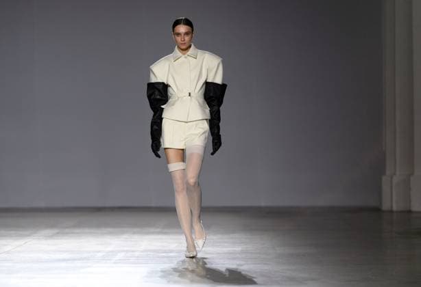 KYIV, UKRAINE - FEBRUARY 14, 2025 - A model walks the catwalk at the CHUPRINA fashion show during the Ukrainian Fashion Week FW25-26 at the Mystetskyi Arsenal National Art and Culture Museum Complex, Kyiv, capital of Ukraine. (Photo by Kirill Chubotin Ukrinform) CHUPRINA catwalk show at Ukrainian Fashion Week FW25-26  Copyright: xKirillxChubotinx