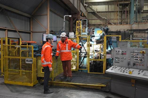 February 14, 2025, Hamilton, On, CAN: Prime Minister Justin Trudeau visits the ArcelorMittal Dofasco Steel Plant in Hamilton, on Friday, Feb. 14, 2025. Hamilton CAN  - ZUMAc35_ 20250214_zaf_c35_030 Copyright: xChrisxYoungx
