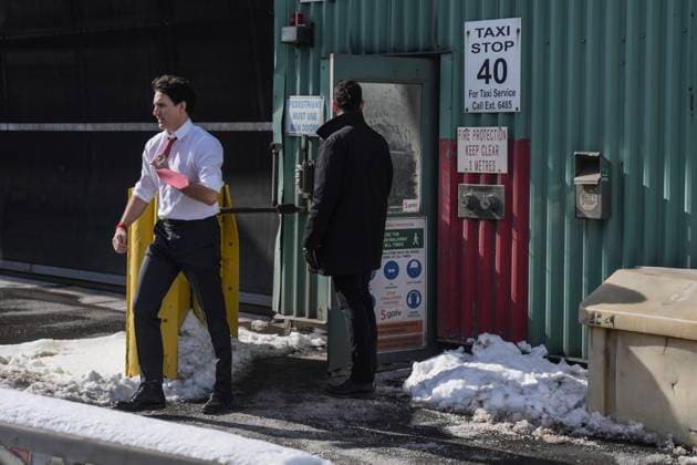 February 14, 2025, Hamilton, On, CAN: Prime Minister Justin Trudeau leaves the ArcelorMittal Dofasco Steel Plant after a tour in Hamilton, on Friday, February 14, 2025. Hamilton CAN  - ZUMAc35_ 20250214_zaf_c35_044 Copyright: xChrisxYoungx