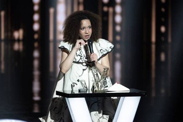 40th Les Victoires De La Musique-Boulogne-Billancourt Yoa celebrates after receiving the Scene Revelation award during the 40th Les Victoires De La Musique at La Seine Musicale on February 14, 2025 in Boulogne-Billancourt, France. Photo by David NIVIERE ABACAPRESS.COM BOULOGNE-BILLANCOURT France  Copyright: xNivierexDavid ABACAPRESS.COMx