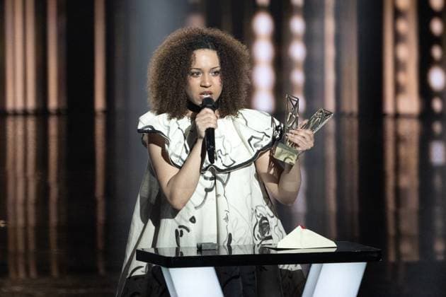 40th Les Victoires De La Musique-Boulogne-Billancourt Yoa celebrates after receiving the Scene Revelation award during the 40th Les Victoires De La Musique at La Seine Musicale on February 14, 2025 in Boulogne-Billancourt, France. Photo by David NIVIERE ABACAPRESS.COM BOULOGNE-BILLANCOURT France  Copyright: xNivierexDavid ABACAPRESS.COMx