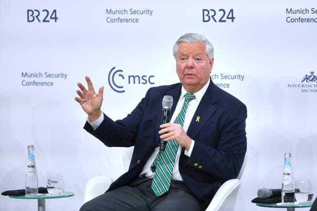 München, Bayern, Deutschland, 15.02.2025: Hotel Bayerischer Hof: Münchner Sicherheitskonferenz 2025: Lindsey Graham *** Munich, Bavaria, Germany, 15 02 2025 Hotel Bayerischer Hof Munich Security Conference 2025 Lindsey Graham Copyright: xdtsxNachrichtenagenturx dts_59501