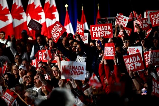 February 15, 2025, Ottawa, On, CAN: People wave signs as the listen to Conservative Leader Pierre Poilievre at his Canada First rally in Ottawa, on Saturday, Feb. 15, 2025. Ottawa CAN  - ZUMAc35_ 20250215_zaf_c35_155 Copyright: xJustinxTangx