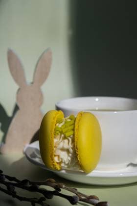Easter bunny holiday decor Nutrient-rich matcha drink with macaron dessert and trendy deep shadows on soft colored background. Morning beautiful breakfast present gift idea. Vibrant creative colors. Natural energy givers Easter bunny holiday decor Nutrient-rich matcha drink with macaron dessert and trendy deep shadows on soft colored background. Morning beautiful breakfast present gift idea. Vibrant creative colors. Natural energy givers Copyright: xZoonar.com AnastasiiaxYanishevskax 22849038