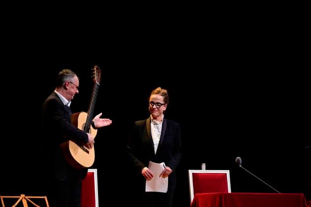 Frank Fröhlich and Claudia Michelsen at the presentation of the Dresden 2025 International Peace Prize to the European Court of Human Rights ECHR at the Semperoper Dresden, 16 02 2025 Saxony Germany Copyright: xMatthiasxWehnertx