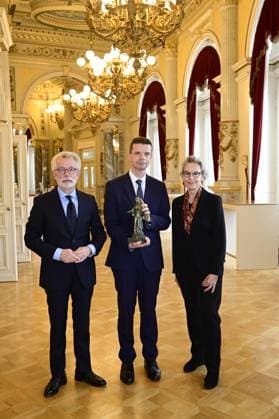 Hans Vorländer, Marko Bosnjak and Ursula Standinger at the award ceremony of the Peace Prize Dresden 2025 International Peace Prize to the European Court of Human Rights ECHR at the Semperoper Dresden, 16 02 2025 Saxony Germany Copyright: xMatthiasxWehnertx