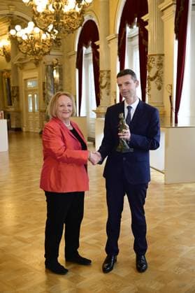 Sabine Leutheusser Schnarrenberger and Marko Bosnjak at the award ceremony of the Peace Prize Dresden 2025 International Peace Prize to the European Court of Human Rights ECHR at the Semperoper Dresden, 16 02 2025 Saxony Germany Copyright: xMatthiasxWehnertx