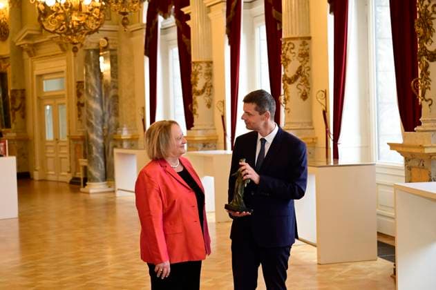 Sabine Leutheusser Schnarrenberger and Marko Bosnjak at the award ceremony of the Peace Prize Dresden 2025 International Peace Prize to the European Court of Human Rights ECHR at the Semperoper Dresden, 16 02 2025 Saxony Germany Copyright: xMatthiasxWehnertx