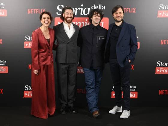 Rome, Italy: Rome, Soho hotel, photocall Netflix series History of my family . In the photo: Vanessa Scalera, Eduardo Scarpetta, Massimiliano Caiazzo, Antonio Gargiulo Rome Italy  - ZUMAp169 20250217_zea_p169_131 Copyright: xMarcoxProvvisionatox