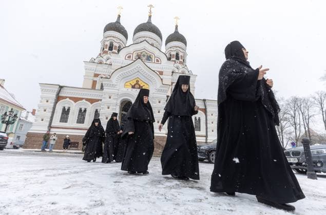 17.02.2025, Tallinn. Nuns from the Russian orthodox Kuremäe Convent submitted a petition to the Riigikogu on Monday rejecting the Ministry of Interiors plans to introduce a new law that would push them to leave the Estonian Orthodox Church of the Moscow Patriarchate (MPEÕK). Photo Tairo Lutter, Postimees Tallinn Harjumaa Estonia 1TL17FEB25A13  Copyright: xTairoxLutterx Abbess Filareta Kalachova
