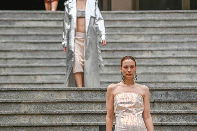 February 18, 2025, Madrid, Madrid, SPAIN: The Museo del Traje in Madrid has hosted the fashion show by designer Duyos, where the designer presents TECNO, his autumn-winter 2025-2026 collection. The designer is parading for the first time outside MBFWMadrid and he does so with a carefully crafted and groundbreaking staging and a clear message to combat ageism and defend that beauty is diverse and ageless. On this unique catwalk at the Museo del Traje, with its imposing main staircase as its cornerstone, more than 40 models, aged between 18 and 64, will showcase the firm s new proposals. Duyos gives visibility to women over 50 who were no longer active, recovering some of the protagonists of his shows in the 90s and 2000s. Among them, Laura S - ZUMAz108 20250218_znp_z108_042 Copyright: xRichardxZubelzux