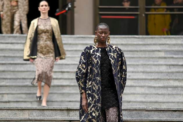 February 18, 2025, Madrid, Madrid, SPAIN: The Museo del Traje in Madrid has hosted the fashion show by designer Duyos, where the designer presents TECNO, his autumn-winter 2025-2026 collection. The designer is parading for the first time outside MBFWMadrid and he does so with a carefully crafted and groundbreaking staging and a clear message to combat ageism and defend that beauty is diverse and ageless. On this unique catwalk at the Museo del Traje, with its imposing main staircase as its cornerstone, more than 40 models, aged between 18 and 64, will showcase the firm s new proposals. Duyos gives visibility to women over 50 who were no longer active, recovering some of the protagonists of his shows in the 90s and 2000s. Among them, Laura S - ZUMAz108 20250218_znp_z108_113 Copyright: xRichardxZubelzux