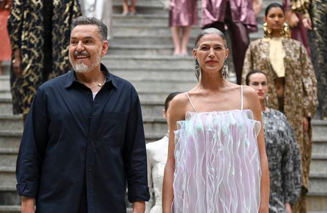 February 18, 2025, Madrid, Madrid, SPAIN: The Museo del Traje in Madrid has hosted the fashion show by designer Duyos, where the designer presents TECNO, his autumn-winter 2025-2026 collection. The designer is parading for the first time outside MBFWMadrid and he does so with a carefully crafted and groundbreaking staging and a clear message to combat ageism and defend that beauty is diverse and ageless. On this unique catwalk at the Museo del Traje, with its imposing main staircase as its cornerstone, more than 40 models, aged between 18 and 64, will showcase the firm s new proposals. Duyos gives visibility to women over 50 who were no longer active, recovering some of the protagonists of his shows in the 90s and 2000s. Among them, Laura S - ZUMAz108 20250218_znp_z108_117 Copyright: xRichardxZubelzux