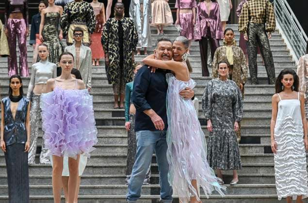 February 18, 2025, Madrid, Madrid, SPAIN: The Museo del Traje in Madrid has hosted the fashion show by designer Duyos, where the designer presents TECNO, his autumn-winter 2025-2026 collection. The designer is parading for the first time outside MBFWMadrid and he does so with a carefully crafted and groundbreaking staging and a clear message to combat ageism and defend that beauty is diverse and ageless. On this unique catwalk at the Museo del Traje, with its imposing main staircase as its cornerstone, more than 40 models, aged between 18 and 64, will showcase the firm s new proposals. Duyos gives visibility to women over 50 who were no longer active, recovering some of the protagonists of his shows in the 90s and 2000s. Among them, Laura S - ZUMAz108 20250218_znp_z108_102 Copyright: xRichardxZubelzux
