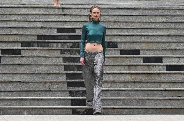 February 18, 2025, Madrid, Madrid, SPAIN: The Museo del Traje in Madrid has hosted the fashion show by designer Duyos, where the designer presents TECNO, his autumn-winter 2025-2026 collection. The designer is parading for the first time outside MBFWMadrid and he does so with a carefully crafted and groundbreaking staging and a clear message to combat ageism and defend that beauty is diverse and ageless. On this unique catwalk at the Museo del Traje, with its imposing main staircase as its cornerstone, more than 40 models, aged between 18 and 64, will showcase the firm s new proposals. Duyos gives visibility to women over 50 who were no longer active, recovering some of the protagonists of his shows in the 90s and 2000s. Among them, Laura S - ZUMAz108 20250218_znp_z108_114 Copyright: xRichardxZubelzux