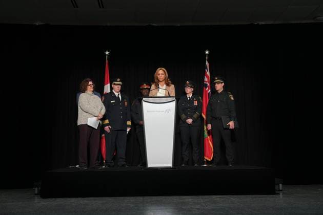 February 18, 2025, Toronto, On, CAN: Toronto Pearson President and CEO Deborah Flint speaks to the media at Toronto Pearson Airport on Tuesday Feb. 18, 2025. A Delta Air Lines plane heading from Minneapolis to Toronto crashed and flipped on the tarmac at Pearson airport on Monday afternoon, injuring multiple passenger. Toronto CAN  - ZUMAc35_ 20250218_zaf_c35_030 Copyright: xChrisxYoungx