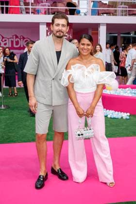 Christian Wackert mit Ehefrau Steffi Brungs zu Gast auf dem Rosa Teppich bei der Deutschlandpremiere des Kino Films Barbie im Berlinale Palast am Samstag 15.07.2023 in Berlin Premiere Ohne die US Hauptdarsteller wegen des Streik in Hollywood Berlin Deutschland *** Christian Wackert with Wife Steffi Brungs to Guest at the Pink Carpet at the German premiere of Cinema Films Barbie at Berlinale Palace on Saturday 15 07 2023 in Berlin Premiere without the US leading actor because of of Strike in Hollywood Berlin Germany