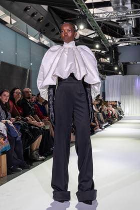 February 19, 2025, Madrid, Madrid, Spain: Model walks the runway at the RAFAEL URQUIZAR fashion show Ã¢â‚¬oeVANGUARDÃ¢â‚¬Â during the Mercedes Benz Fashion Week Madrid at Movistar Arena on February 19, 2025 in Madrid, Spain. Madrid Spain - ZUMAc312 1059031860st Copyright: xOscarxManuelxSanchezx