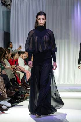 February 19, 2025, Madrid, Madrid, Spain: Model walks the runway at the RAFAEL URQUIZAR fashion show Ã¢â‚¬oeVANGUARDÃ¢â‚¬Â during the Mercedes Benz Fashion Week Madrid at Movistar Arena on February 19, 2025 in Madrid, Spain. Madrid Spain - ZUMAc312 1059031866st Copyright: xOscarxManuelxSanchezx