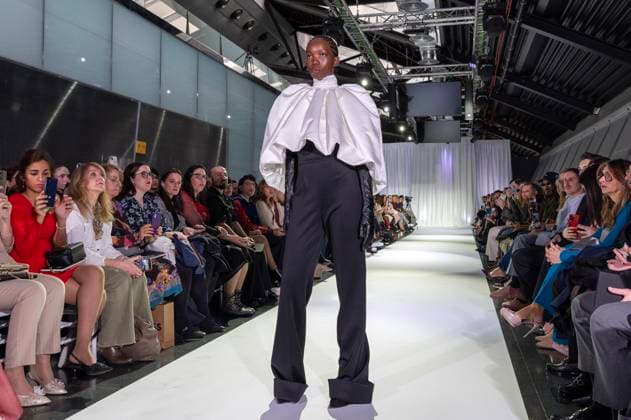 February 19, 2025, Madrid, Madrid, Spain: Model walks the runway at the RAFAEL URQUIZAR fashion show Ã¢â‚¬oeVANGUARDÃ¢â‚¬Â during the Mercedes Benz Fashion Week Madrid at Movistar Arena on February 19, 2025 in Madrid, Spain. Madrid Spain - ZUMAc312 1059031872st Copyright: xOscarxManuelxSanchezx