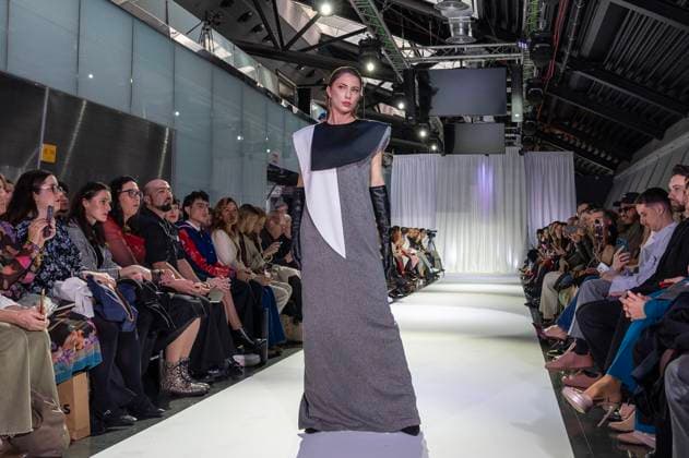 February 19, 2025, Madrid, Madrid, Spain: Model walks the runway at the RAFAEL URQUIZAR fashion show Ã¢â‚¬oeVANGUARDÃ¢â‚¬Â during the Mercedes Benz Fashion Week Madrid at Movistar Arena on February 19, 2025 in Madrid, Spain. Madrid Spain - ZUMAc312 1059031972st Copyright: xOscarxManuelxSanchezx