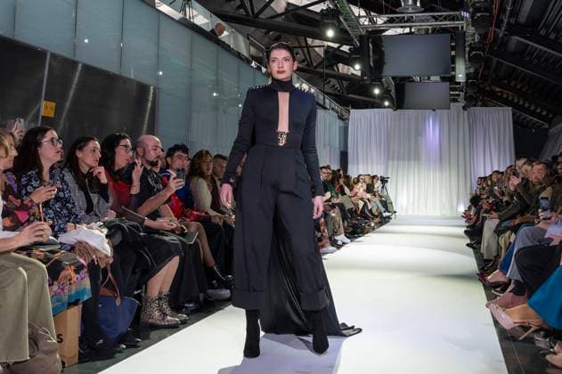 February 19, 2025, Madrid, Madrid, Spain: Model walks the runway at the RAFAEL URQUIZAR fashion show Ã¢â‚¬oeVANGUARDÃ¢â‚¬Â during the Mercedes Benz Fashion Week Madrid at Movistar Arena on February 19, 2025 in Madrid, Spain. Madrid Spain - ZUMAc312 1059032018st Copyright: xOscarxManuelxSanchezx