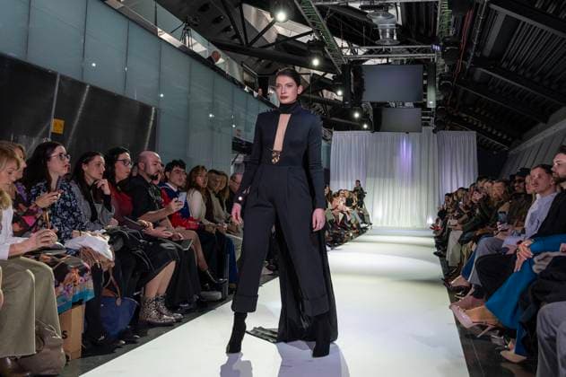 February 19, 2025, Madrid, Madrid, Spain: Model walks the runway at the RAFAEL URQUIZAR fashion show Ã¢â‚¬oeVANGUARDÃ¢â‚¬Â during the Mercedes Benz Fashion Week Madrid at Movistar Arena on February 19, 2025 in Madrid, Spain. Madrid Spain - ZUMAc312 1059032068st Copyright: xOscarxManuelxSanchezx