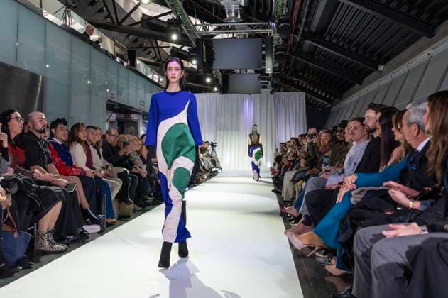 February 19, 2025, Madrid, Madrid, Spain: Model walks the runway at the RAFAEL URQUIZAR fashion show Ã¢â‚¬oeVANGUARDÃ¢â‚¬Â during the Mercedes Benz Fashion Week Madrid at Movistar Arena on February 19, 2025 in Madrid, Spain. Madrid Spain - ZUMAc312 1059032127st Copyright: xOscarxManuelxSanchezx